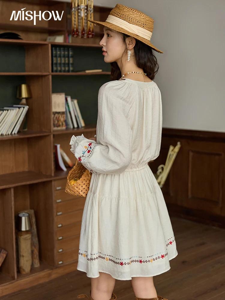 sachin and babi light blue dress AE V-Neck Embroidered Scallop-Hem Mini Dress main image 1