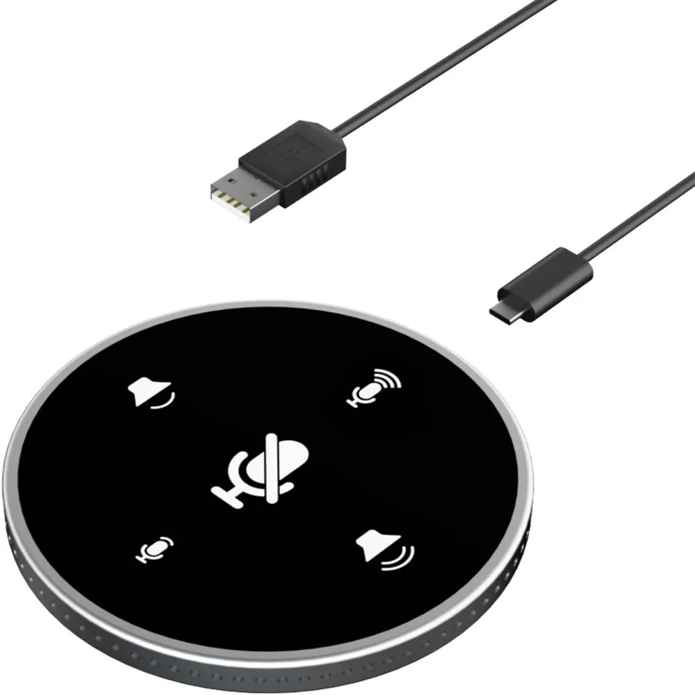 PVC Microphone USB Noise Cancellation USB Conference Microphone Touch Sensor Mute 360° Voice Pickup Speakerphone Meetings