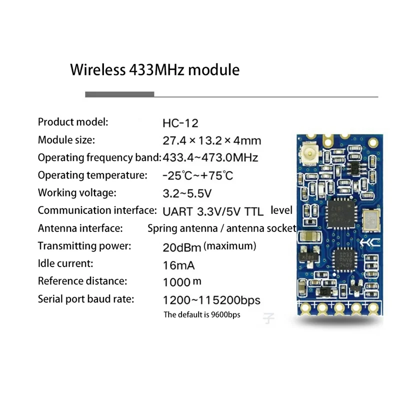 -MEOF HC-12 433Mhz SI4463 Módulo de porta serial sem fio 1000M Substituir Bluetooth HC12 4 PCS Plástico