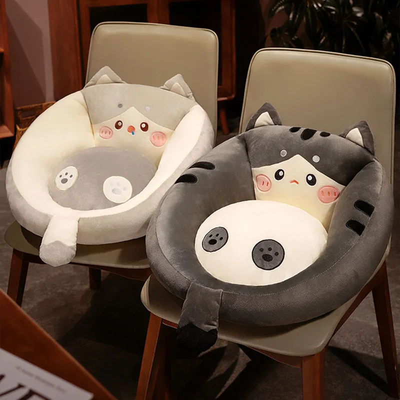 New Cute Lazy Cat Futon Cushion Super Soft Detachable Plush Hip Pad for Bedroom Cartoon Backrest Cushion for Children and Adults