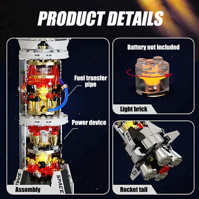 Zestaw do składania modelu rakiety kosmicznej dla dzieci, puzzle, klocki konstrukcyjne, ozdoba lotnicza, chińskie klocki, zabawka dla chłopca
