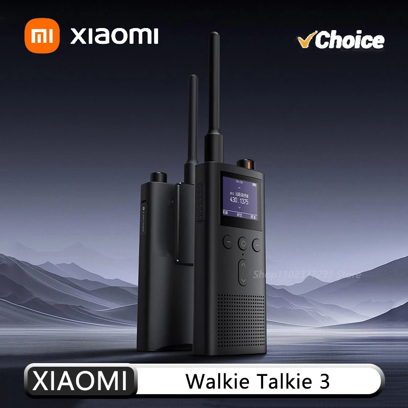 Original Xiaomi Walkie Talkie 3 5W VHF UHF Dual Band Two-Way Radio IP65 Bluetooth Headset Support LCD Screen for Outdoor Use CN