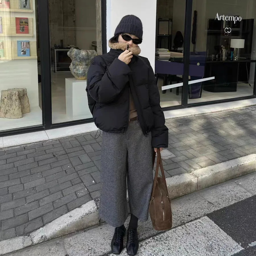 Ele 純色コントラストジッパー 90 Du ダウン Jaet コート韓国 Sle ストレートカットロング Sve 暖かい女性のアウターウェア