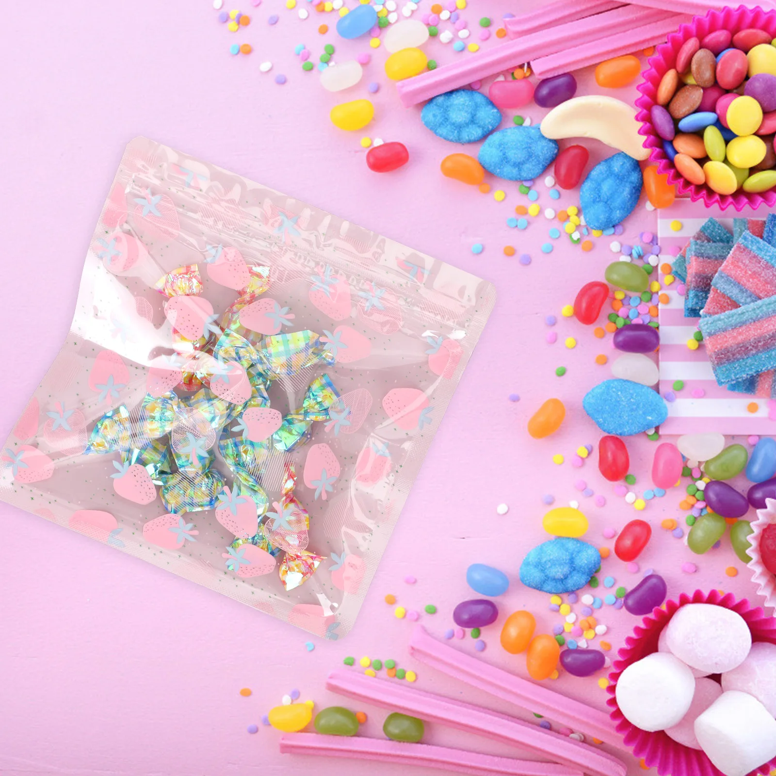 

10pcs Reusable Baking Snack Bags Self-Sealing Cookie Pouches Resealable Food Storage Bags For Candy Dried Fruits Nuts Packaging