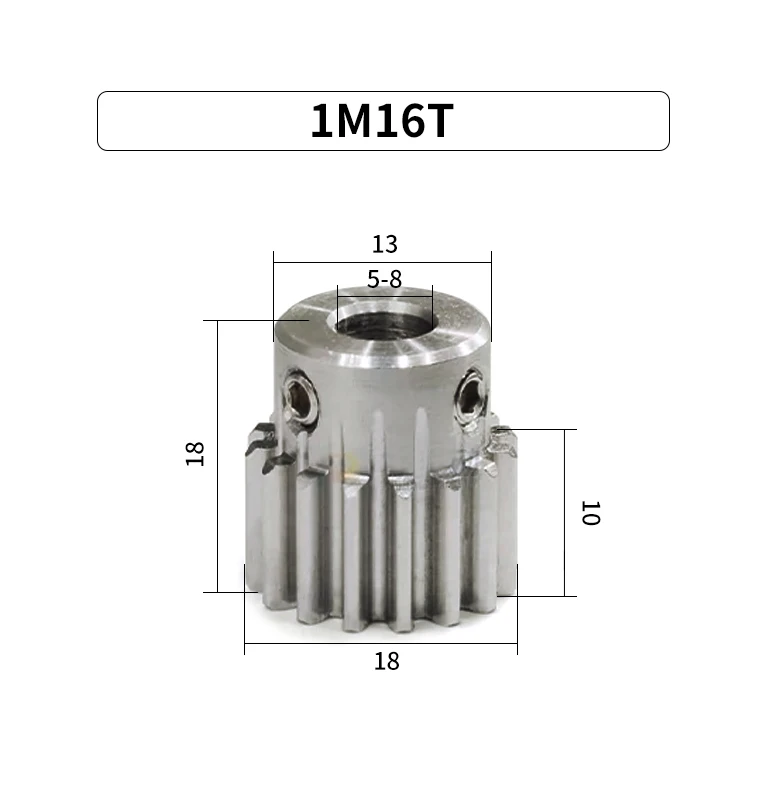 Foro 1M16T 5-6-6.35-8 Denti 1M Piccolo Ingranaggio 1 Mod Ingranaggio cilindrico 1 Motore Mini Ingranaggio Pignone 45 #   Diametro foro in acciaio