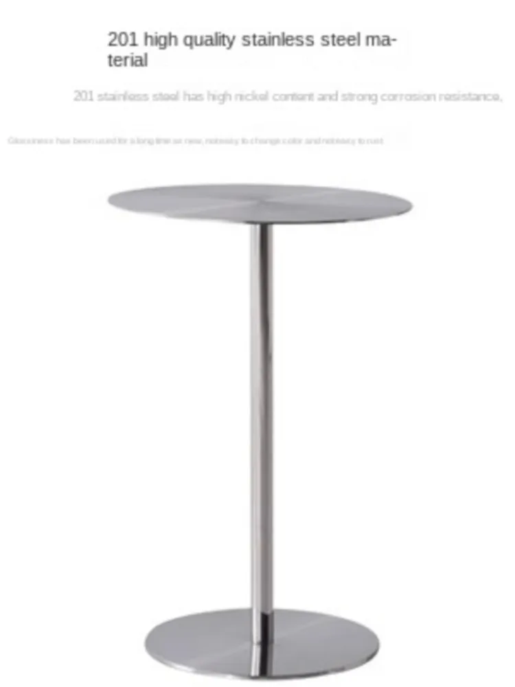 بسيطة الحديثة النمط الصناعي مقهى الفولاذ المقاوم للصدأ طاولة مستديرة صغيرة في الهواء الطلق الترفيه طاولة حديدية مستديرة طاولة طعام معدنية