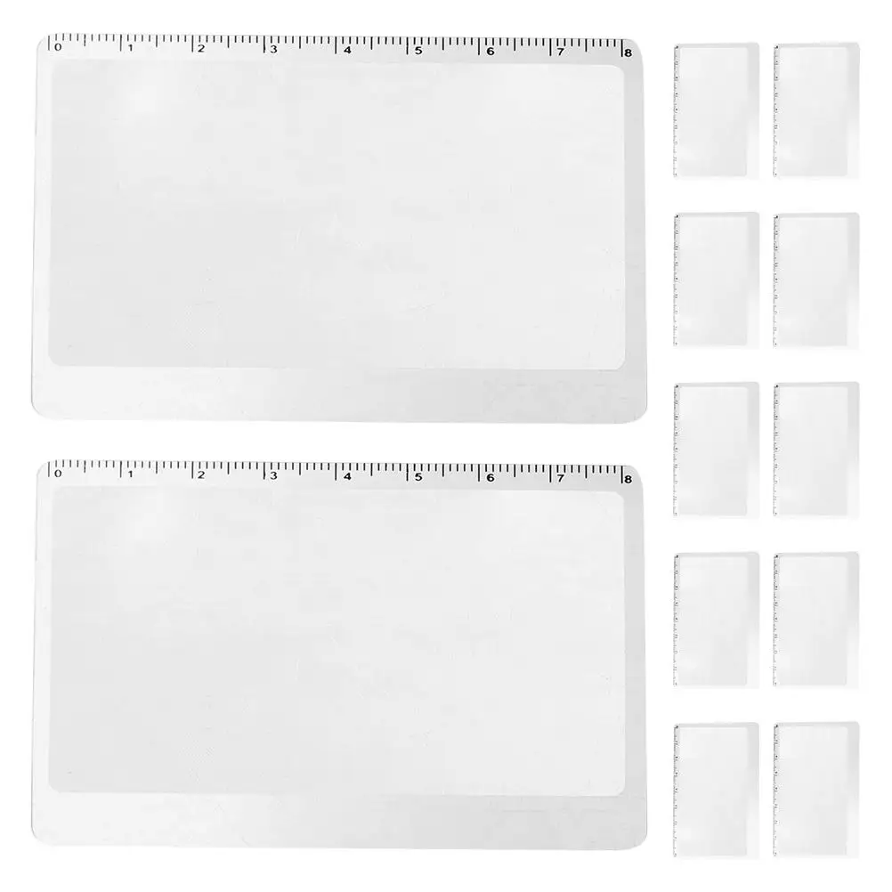 

12 Pcs Magnifier Bookmark Hand Mini Credit Card Glass Desktop Light Pvc Ruler