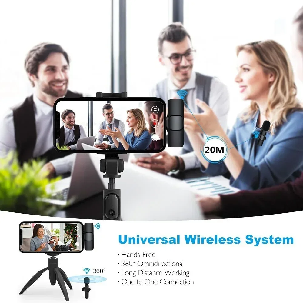  Portable mini wireless microphone for recording audio and video, for iPhone, Android, live broadcast, mobile games