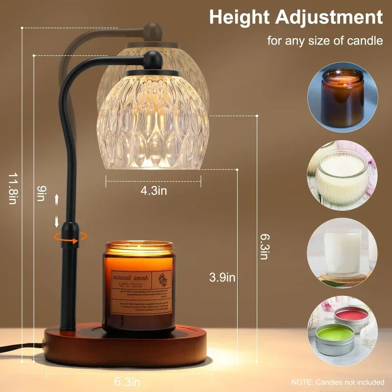 Christmas Gifts Candle Warmer Lamp with Timer Dimmable Wax Melt Warmer for Scented Wax Adjustable Home Decor Electric Lights Mom