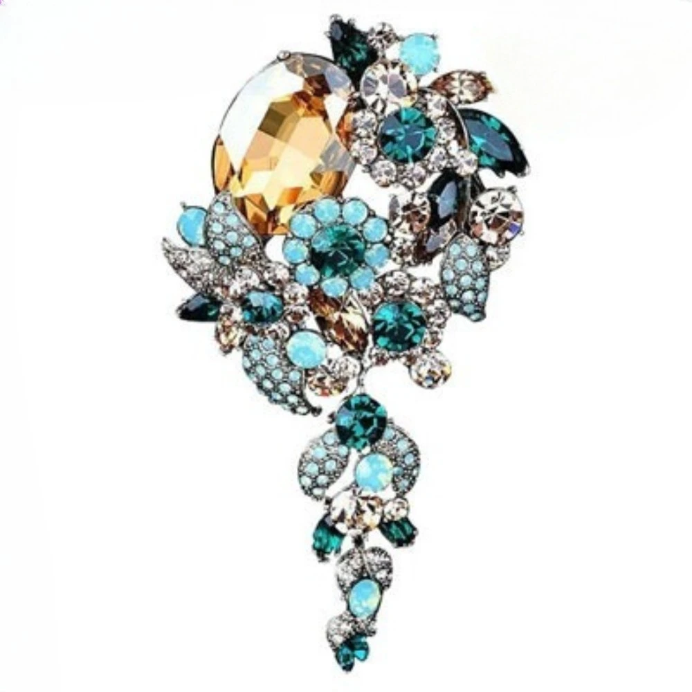 Vintage Baroque Luxury Fringe Flower Brooch Pin Jewelry Accessories for Men Women Wedding Party Gift
