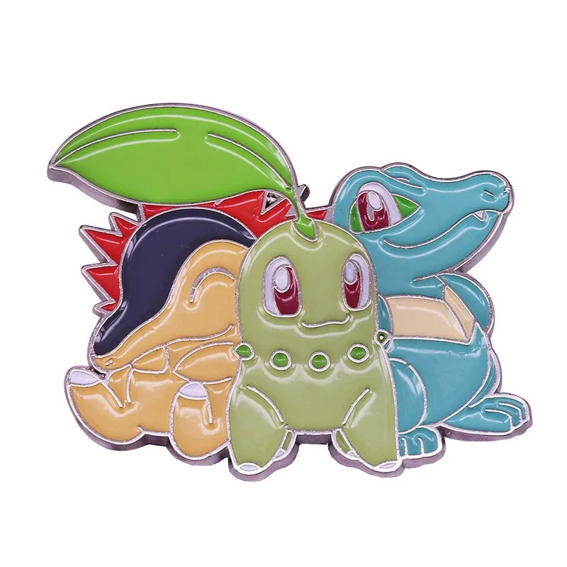 Pokemon Cartoon Cute Enamel Pins Totodile Badge Brooches Bulbasaur Pikachu Lapel Pin Backpack Kids Jewelry Accessories Gifts