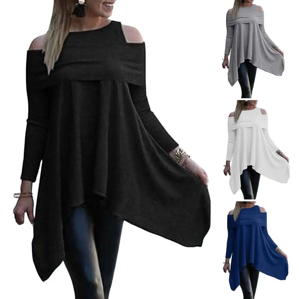 Irregular Womens Tops And Blouses Casual O Neck Long Sleeve Top Female Tunic 2024 Autumn Large Size Women Blusas Shirts