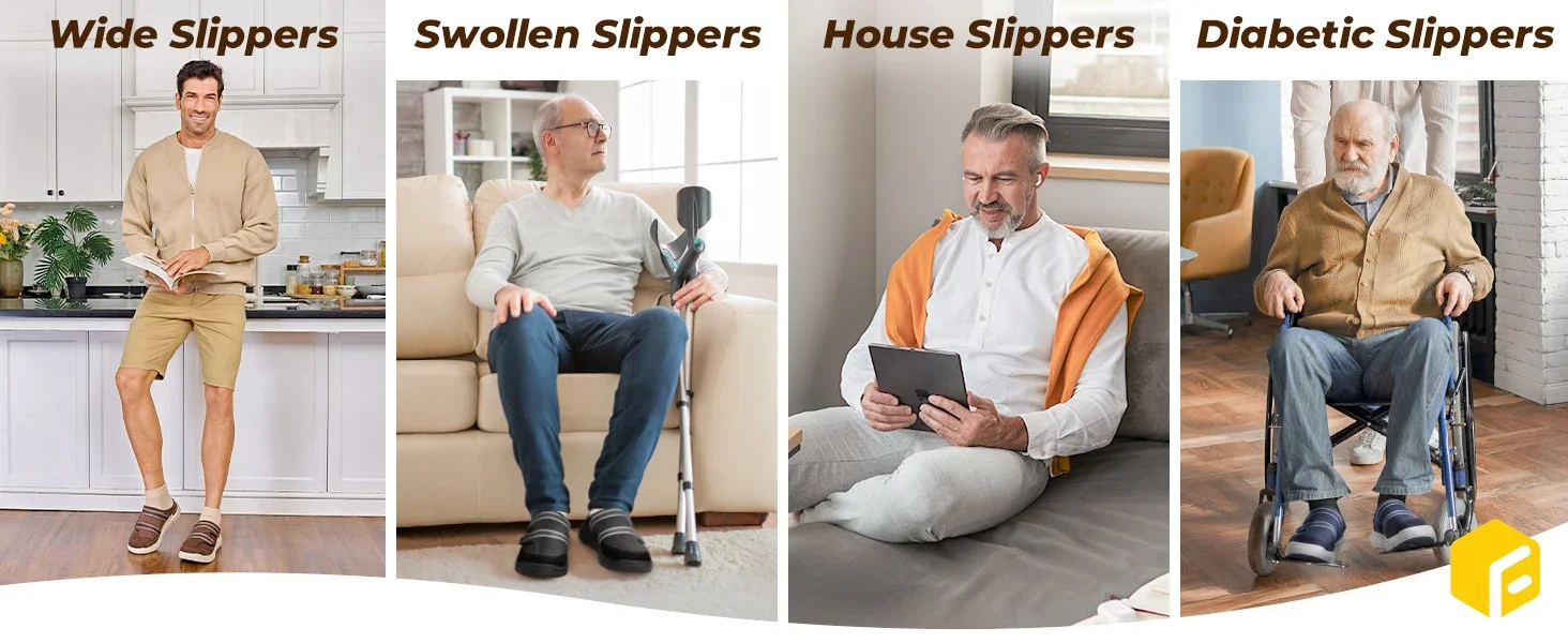 Fitville Herren-Diabetiker-Sandalen, Weiche Zehentrenner-Pantoffeln, Atmungsaktive Modische Walkingschuhe, Slip-On Clogs, Flip-Flops mit Fußgewölbestütze – Detail 6