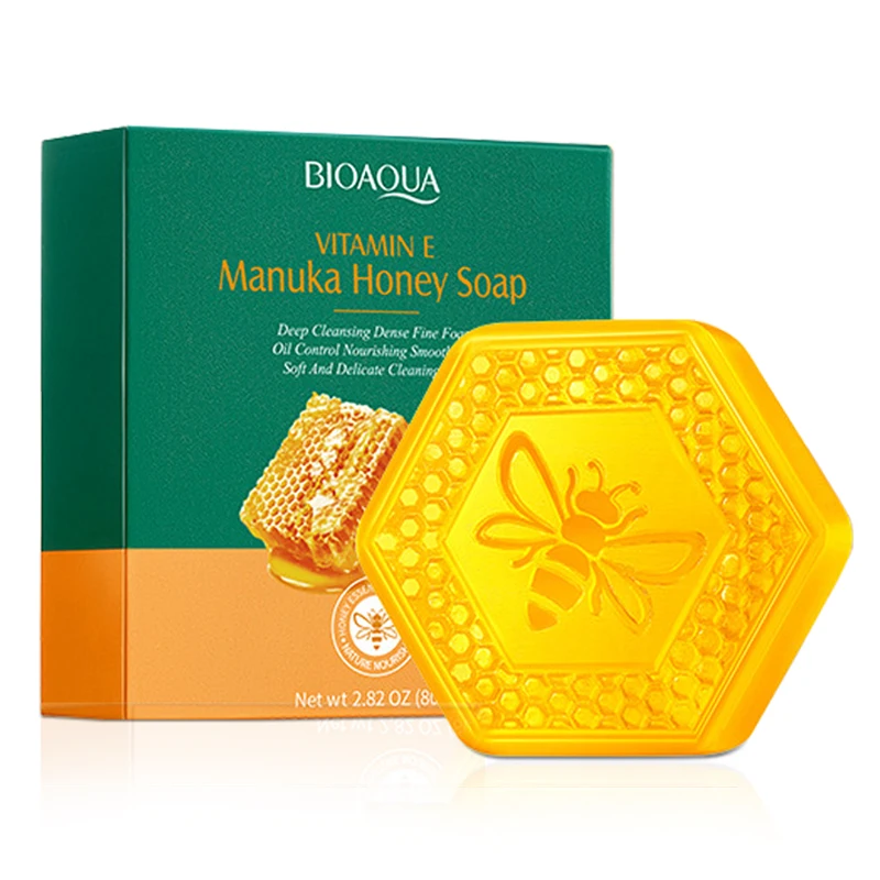 BIAOQUA Vitamin E Manuka Honey Facial Soap Face Wash Foam Facial Cleanser Moisturizing Deep Cleansing Body Bath Soap Skin Care