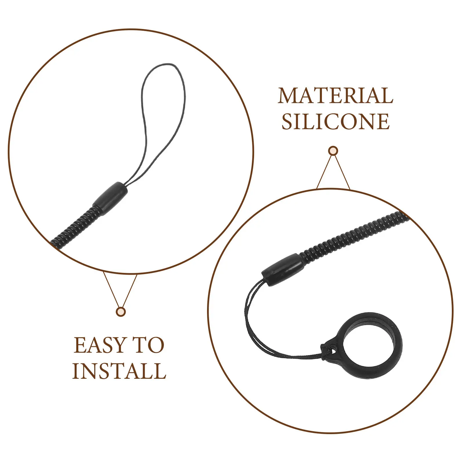 8Pcs Stylus Pen Anti-Lost Lanyards Coiled Elastic Tether Black Pen Leash for Tablet Clipboard Touchscreen Drawing Writing