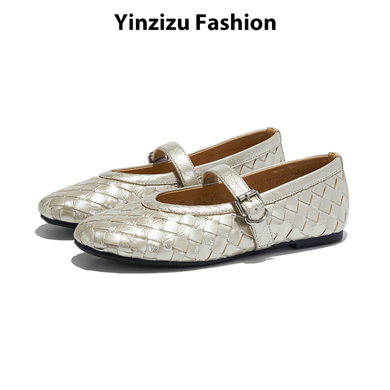 

Mary Jane Shoes Women's Autumn 2025 New Casual Fashion Ballet Shoes Girls Split Leather Woven Princess Flat Shoes Women
