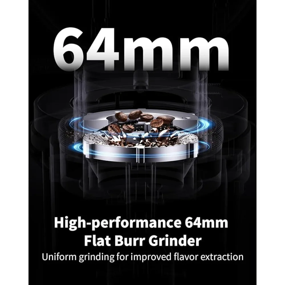 الأفضل - مطحنة قهوة سوداء احترافية مقاس 64 مم مع 100 إعداد للطحن وغرفة معدنية بالكامل، ومطحنة حبوب القهوة - تخفيضات كبيرة.