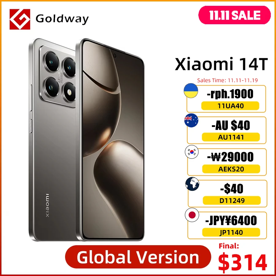 글로벌 버전 샤오미 14T 미디어 텍 DIMENSITY 8300-ULTRA 50MP 라이카 카메라 휴대폰 5000MAH 67W 과충전 5G NFC 144HZ