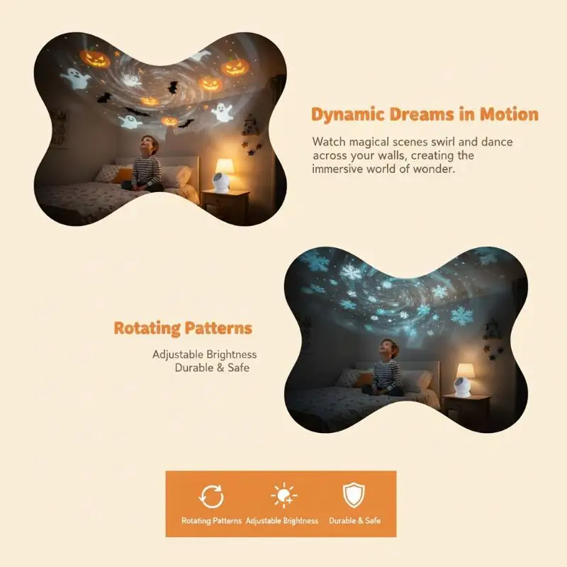 Halloween LED Projector Light Pumpkin Ghost Star Patterns Dynamic Effects For Home Party Holiday Decor
