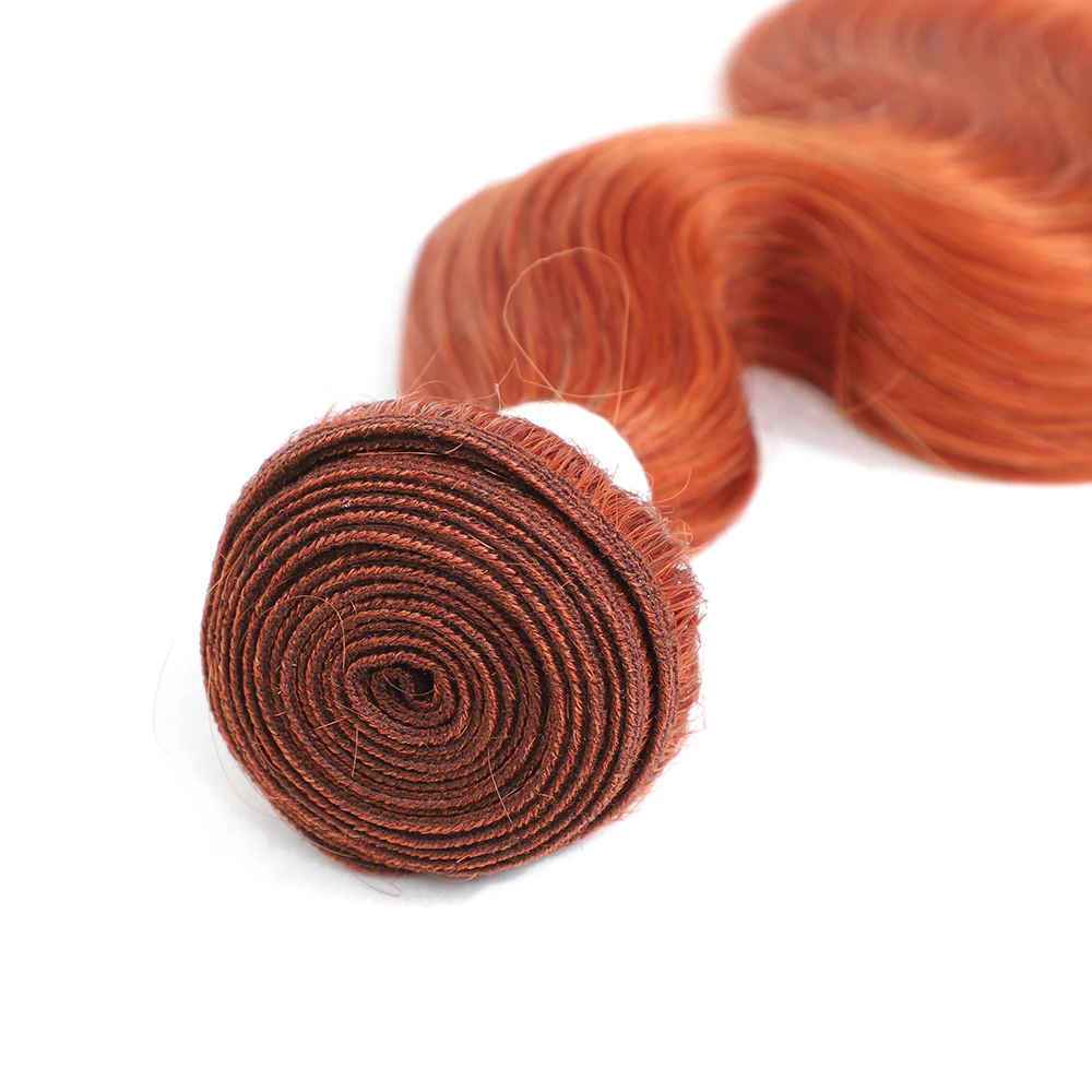 Euphoria-Brazilian Remy Extensões de tecelagem do cabelo humano, Body Wave, 3 Pacotes, Cor Laranja, 3/4 Pcs Pacotes