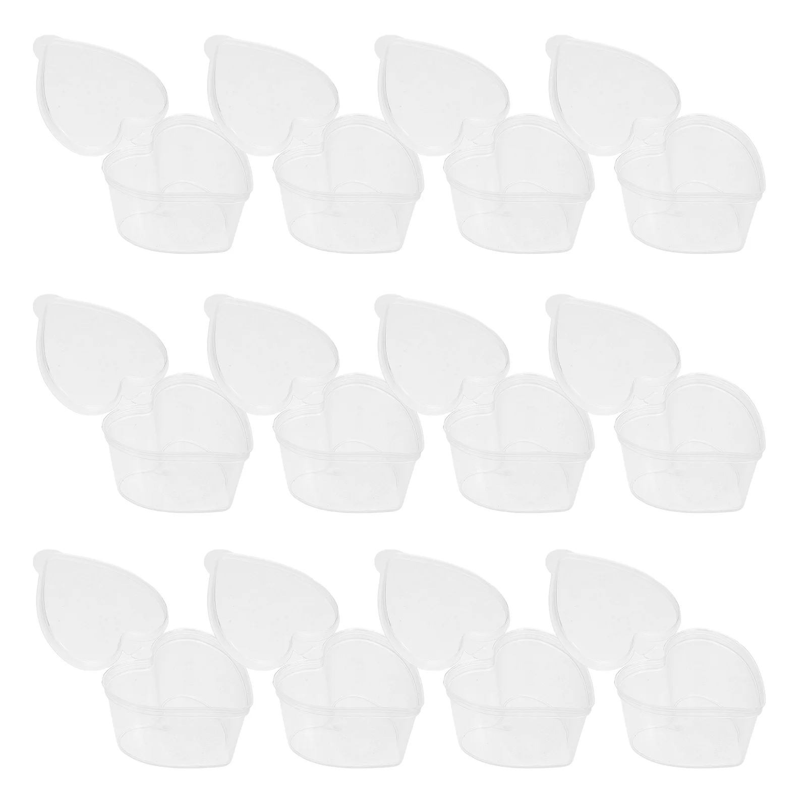 100 قطعة من حاويات تخزين التوابل البلاستيكية الشفافة على شكل قلب، برطمانات تخزين بلاستيكية شفافة مقاومة للتسرب