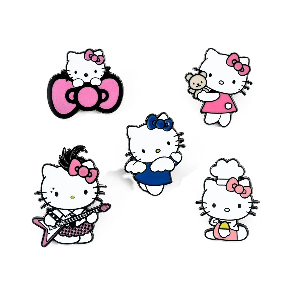 

5 шт. модная мультяшная брошь, забавная эмалированная булавка «Hello Kitty», металлический значок, ювелирные изделия, рюкзак, аксессуары для одежды, праздничный подарок