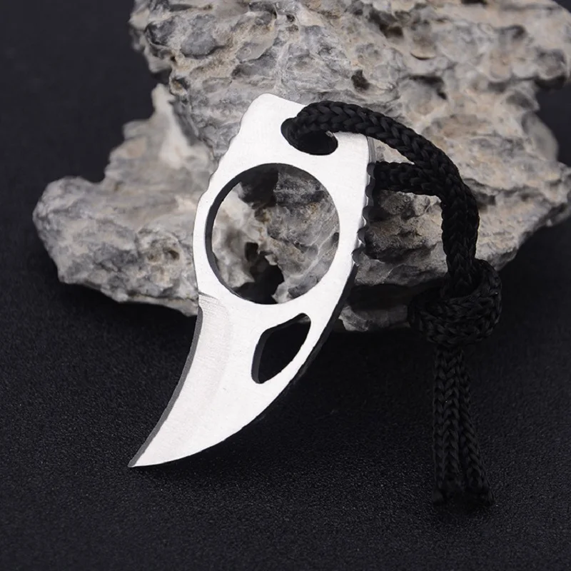 MC Pocket Karambit-Mini cuchillo portátil con Funda de cuero, herramienta para campamento al aire libre, abridor de dispositivos, paquete de caja de