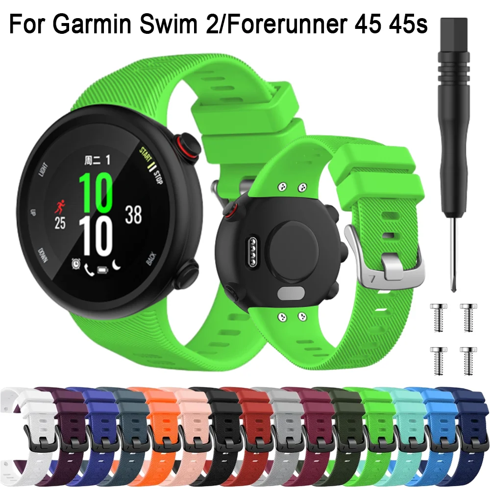 Replacement Silicone Watch Strap For Garmin Forerunner 45 45S Swim 2 Smart Watchband Sport Bracelet Accessories Correa With Tool