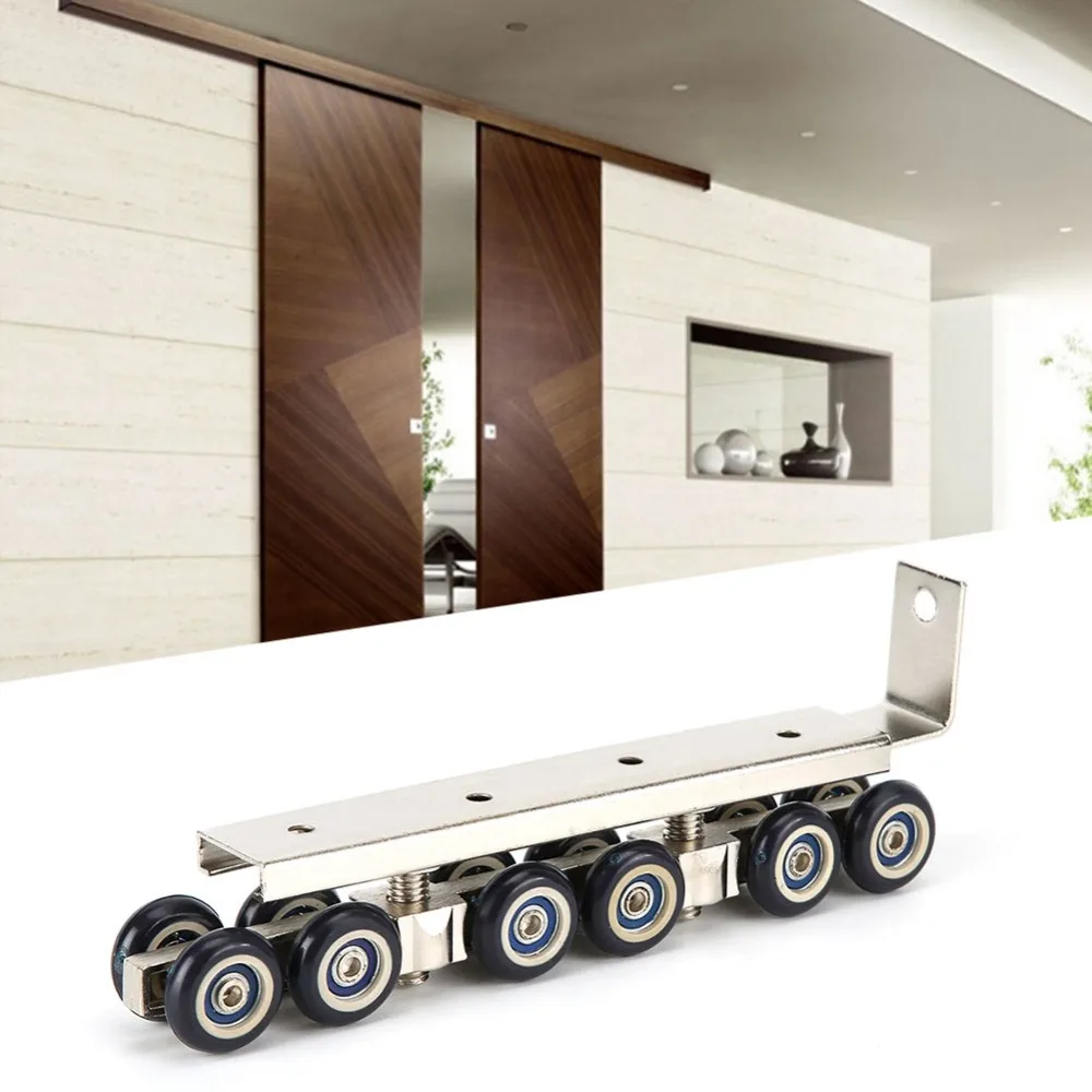 2pcs Sturdy Zinc Alloy Sliding Door Roller Silent Space Saving Door Gate Pulley Closet Hardware Kit Home