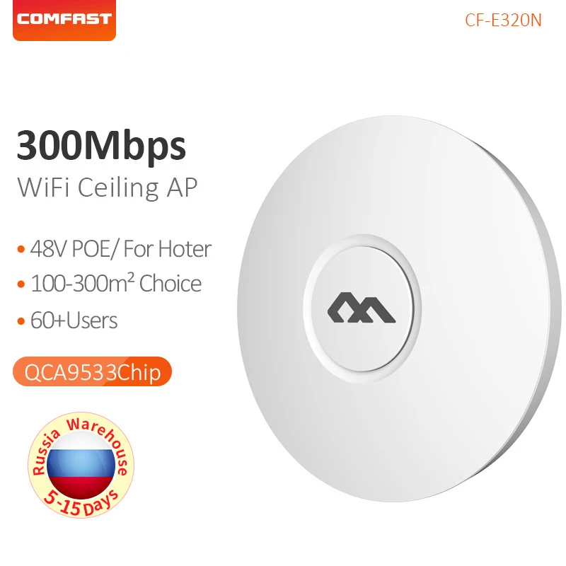 COMFAST-Point d\'accès WiFi 6, Plafond, I-Mural, 300Mbps, Couverture WiFi Haute Puissance, Adaptateur Secteur POE 48V