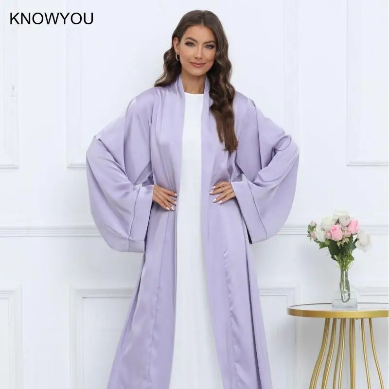 Abaya Long Cardigans Muslim Lady Islamic Ethnic Clothing Women Open Pink Robe Spring Summer Arabic Kimono Classical Kaftan