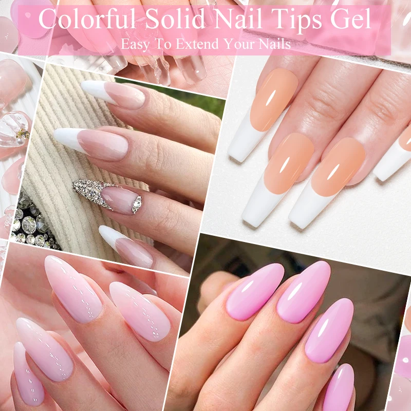 MEET ACROSS Solid Nail Tips Gel 5g Transparent Pink UV LED Function Gel UV Lamp Nail Extension Gel Soak Off Nail Art Gel Varnish