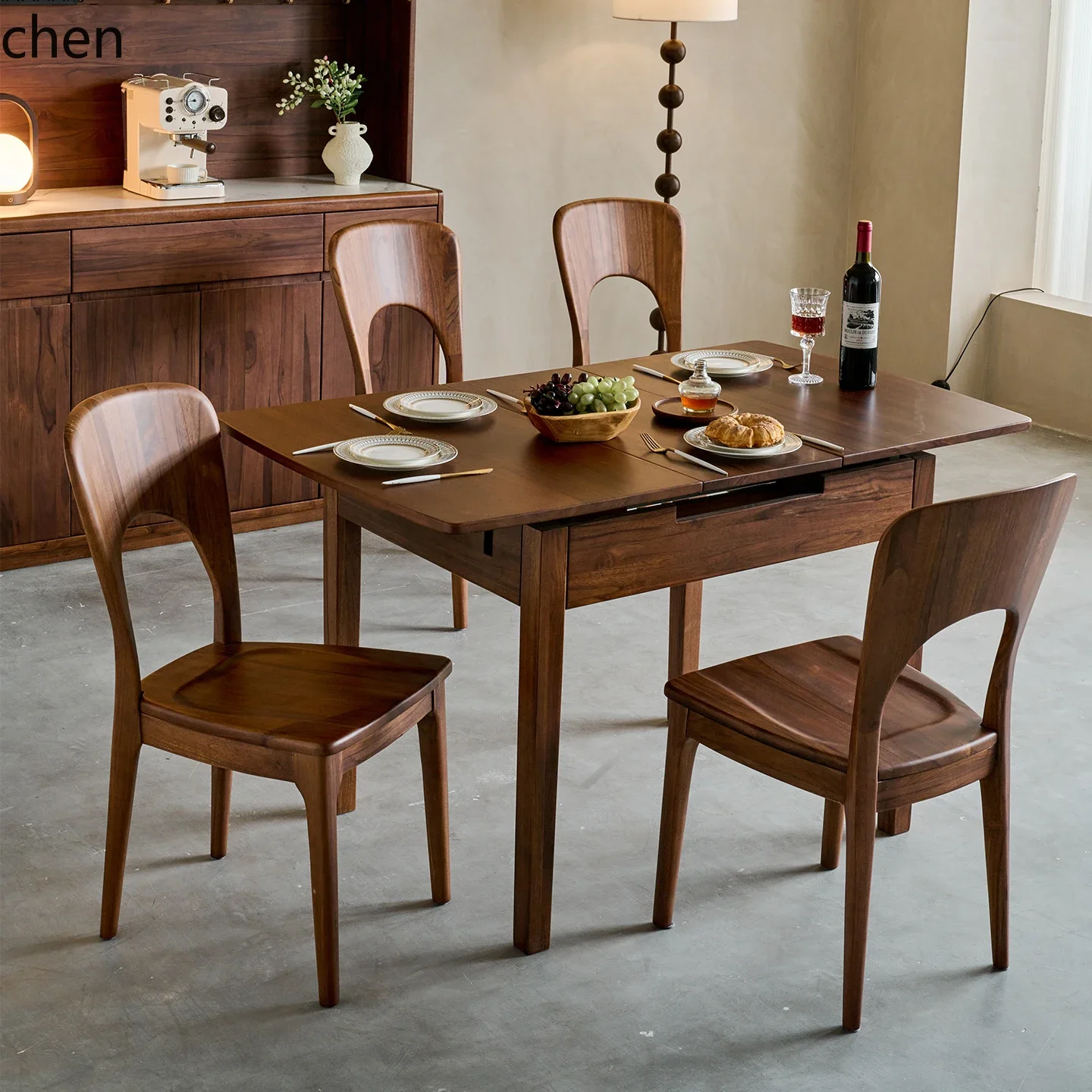 W5.19 all-solid wood dining table and chair size apartment restaurant retractable dining table chair multi-functional card table - view 3