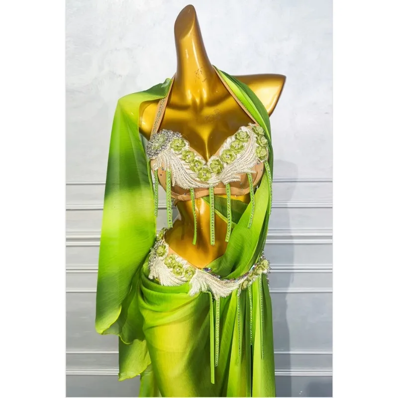 

Customized Belly Dance Costumes Performance Dress for Women 2025 New Set Eastern Dance Practice Dress for Women Yellow Green