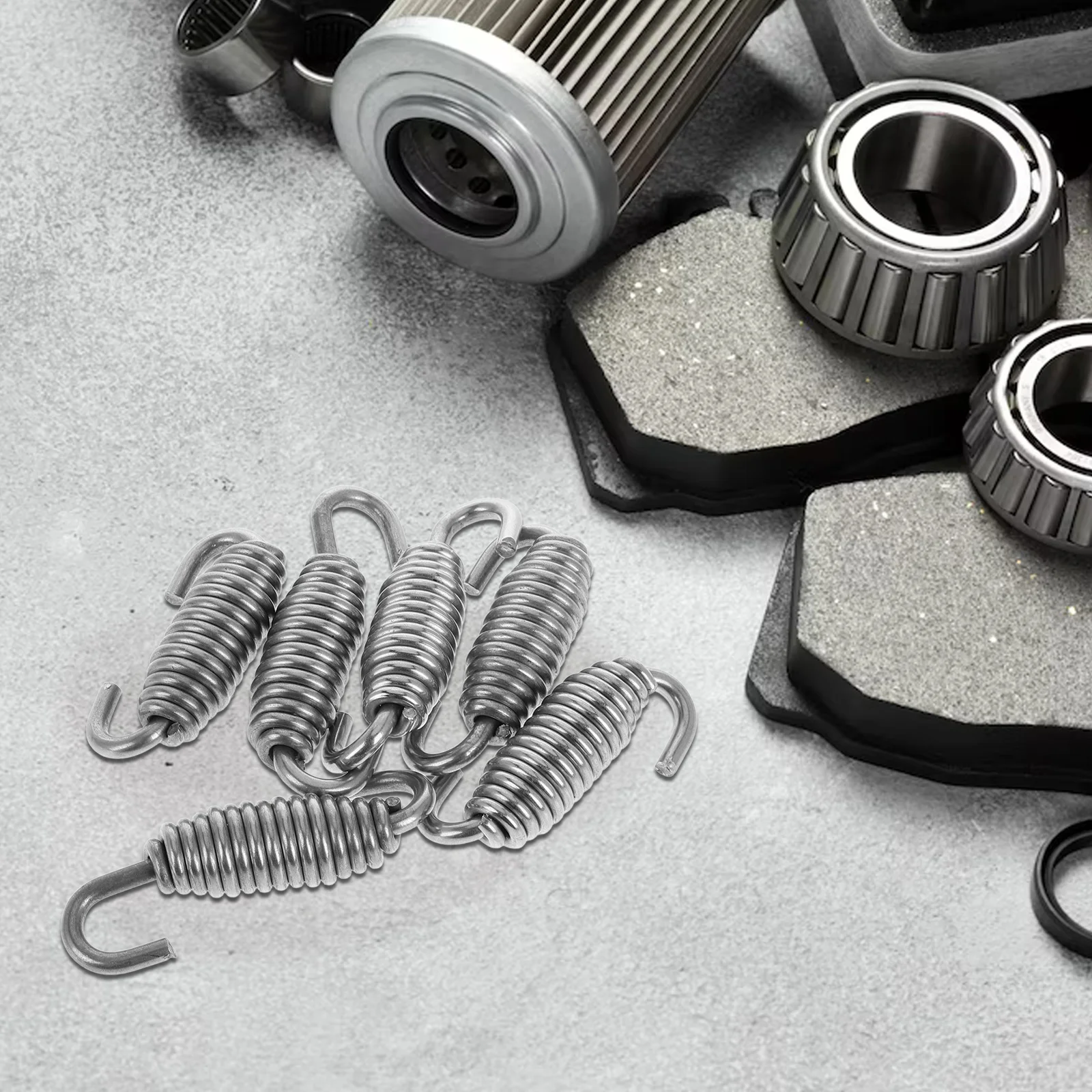 

6pcs Motorcycle Exhaust Pipe Springs Stainless Steel Universal Exhaust Spring Hooks High Temp Resistant Vibration Proof for ATV