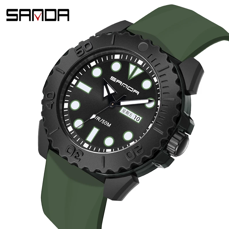 Fashion Sanda Top Brand Sport Military Watch For Men Quartz Movement Casual 50bar Waterproof Wristwatch Clock Relogio Masculino