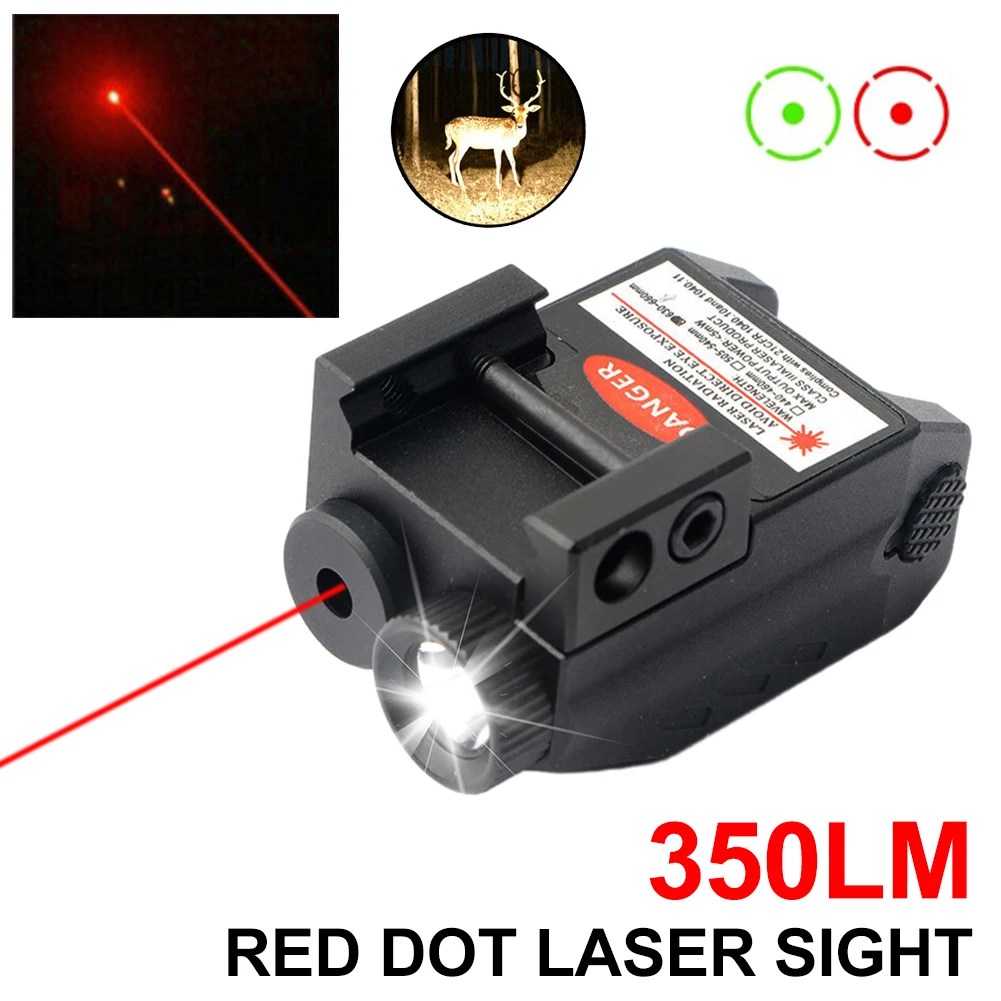 

USB Rechargeable Tactical LED Weapon Gun Light Red Dot Laser Sight Combo 350LM Pistol Flashlight for 20mm Picatinny Rail Mount