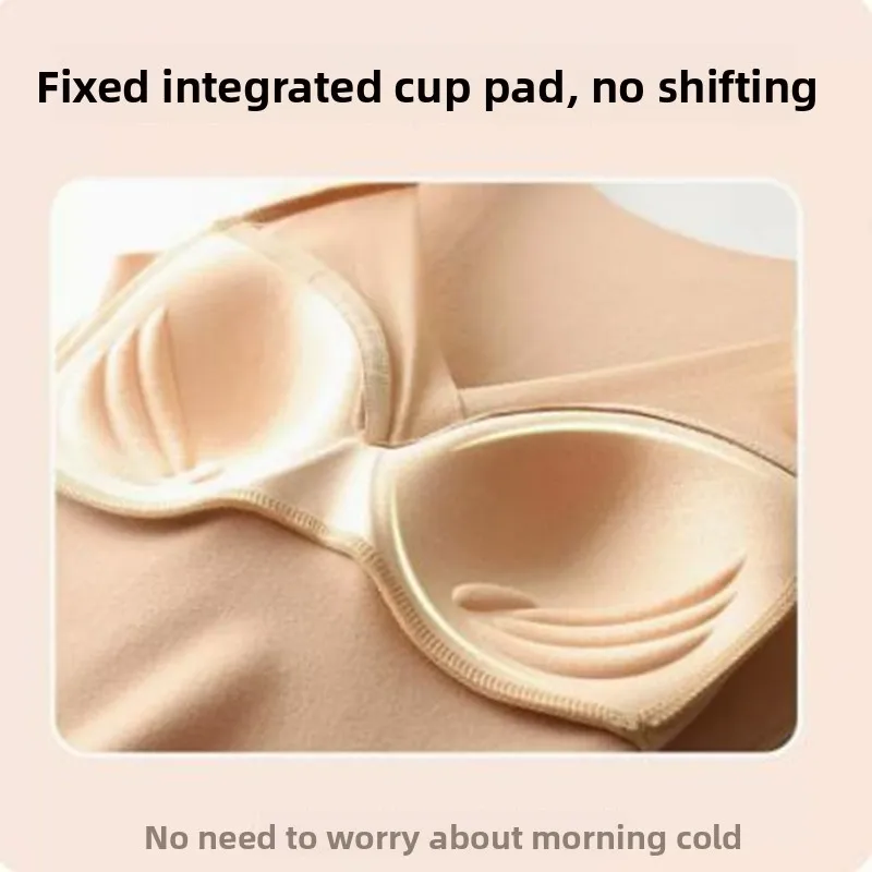 Thickened Fixed Cup Ladies Vest  Autumn Winter Warm Inner Wear Base Shirt Fleece Lined Thermal Underwear for Women