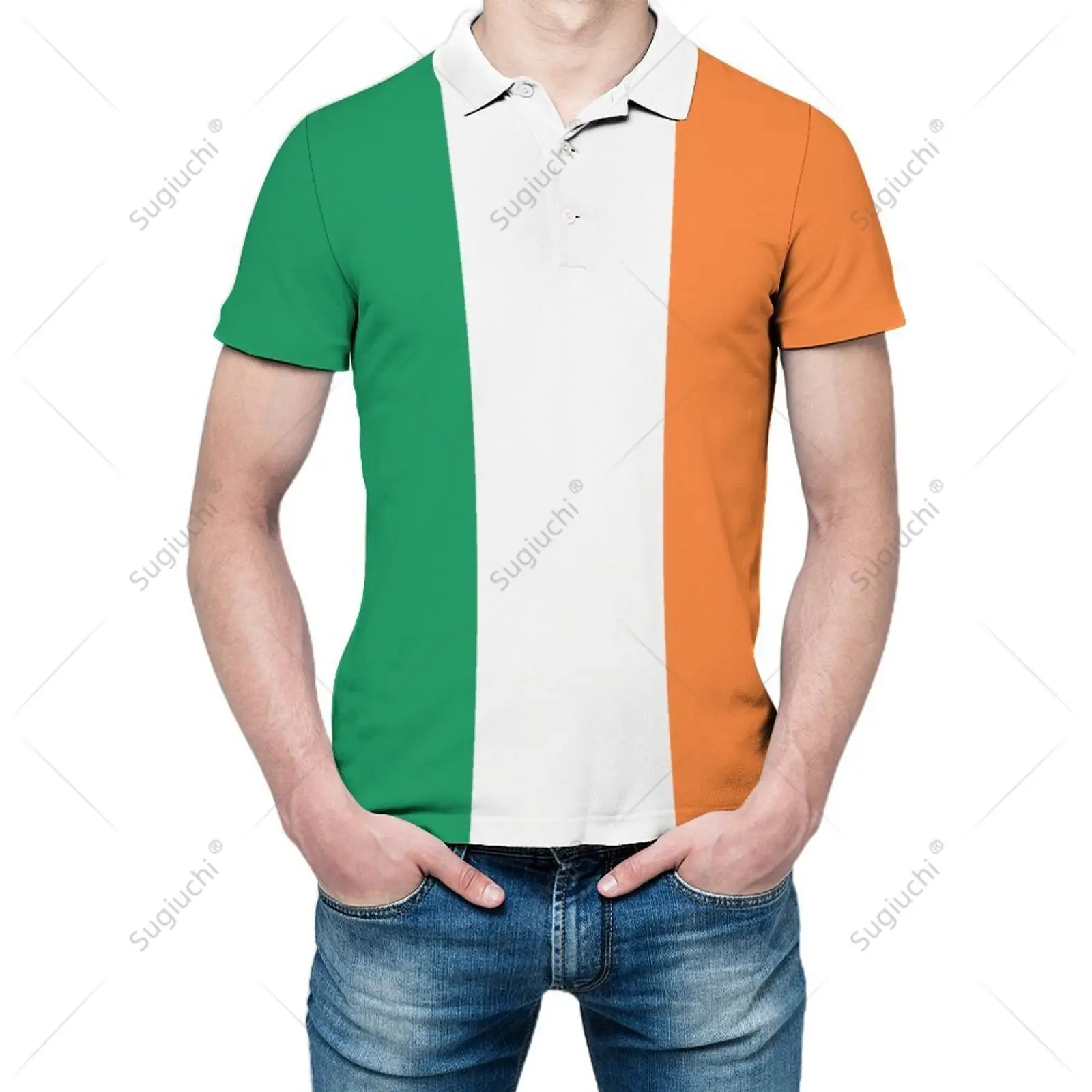 Unisex Polo Shirt Ireland Flag 3D Print Man Polo Fashion Clothing Tracksuits Short Sleeves