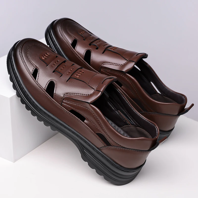 Men's Slip-on Hollow-out Loafers, Summer Breathable Soft Sole Shoes, Anti-slip for Driving & Outdoor Wear-XH601