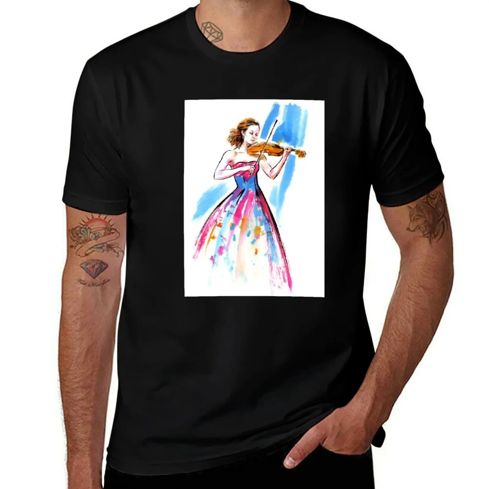 

Girl playing the violin T-Shirt graphic t shirt vintage Personalized t-shirt plus size clothes mens tall t shirts