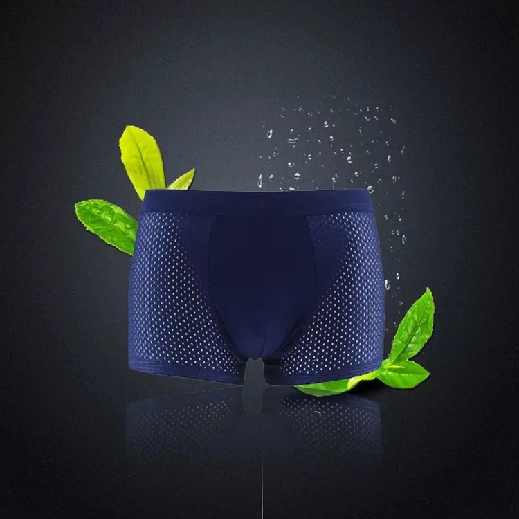 Biancheria intima da uomo in seta di ghiaccio estiva maglia cava traspirante antibatterica antibatterica biancheria intima a rete a quattro angoli diretta in fabbrica