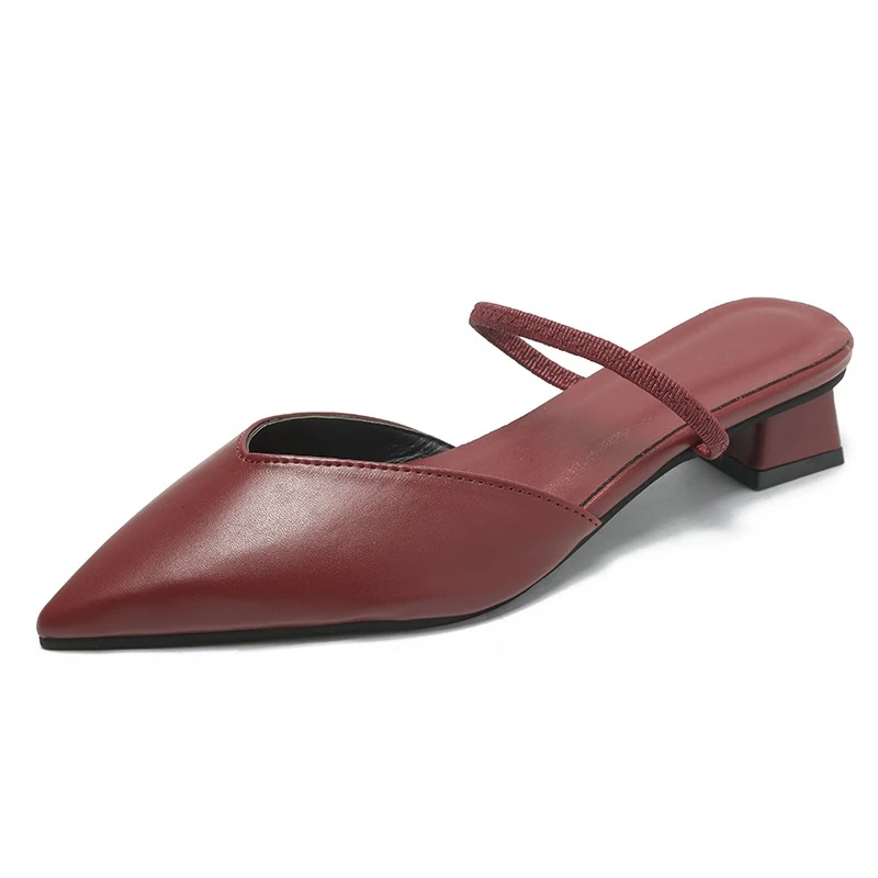 Women's Pointed Toe Mid Heels Slippers Elegant Sandals Casual Fashion Slides New Trend Mules Dress Woman Pumps Flip Flops view 6