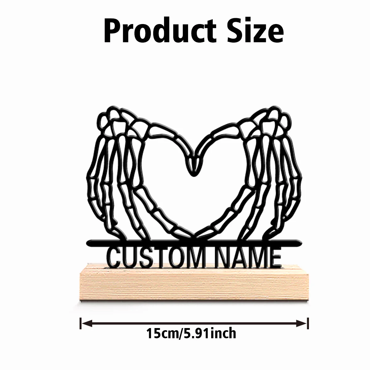 1pc Cute Personalized Custom hand heart gesture Nature-Inspired Desk Art with Wooden Base Ideal for Spring Easter Nursery Gifts - view 2