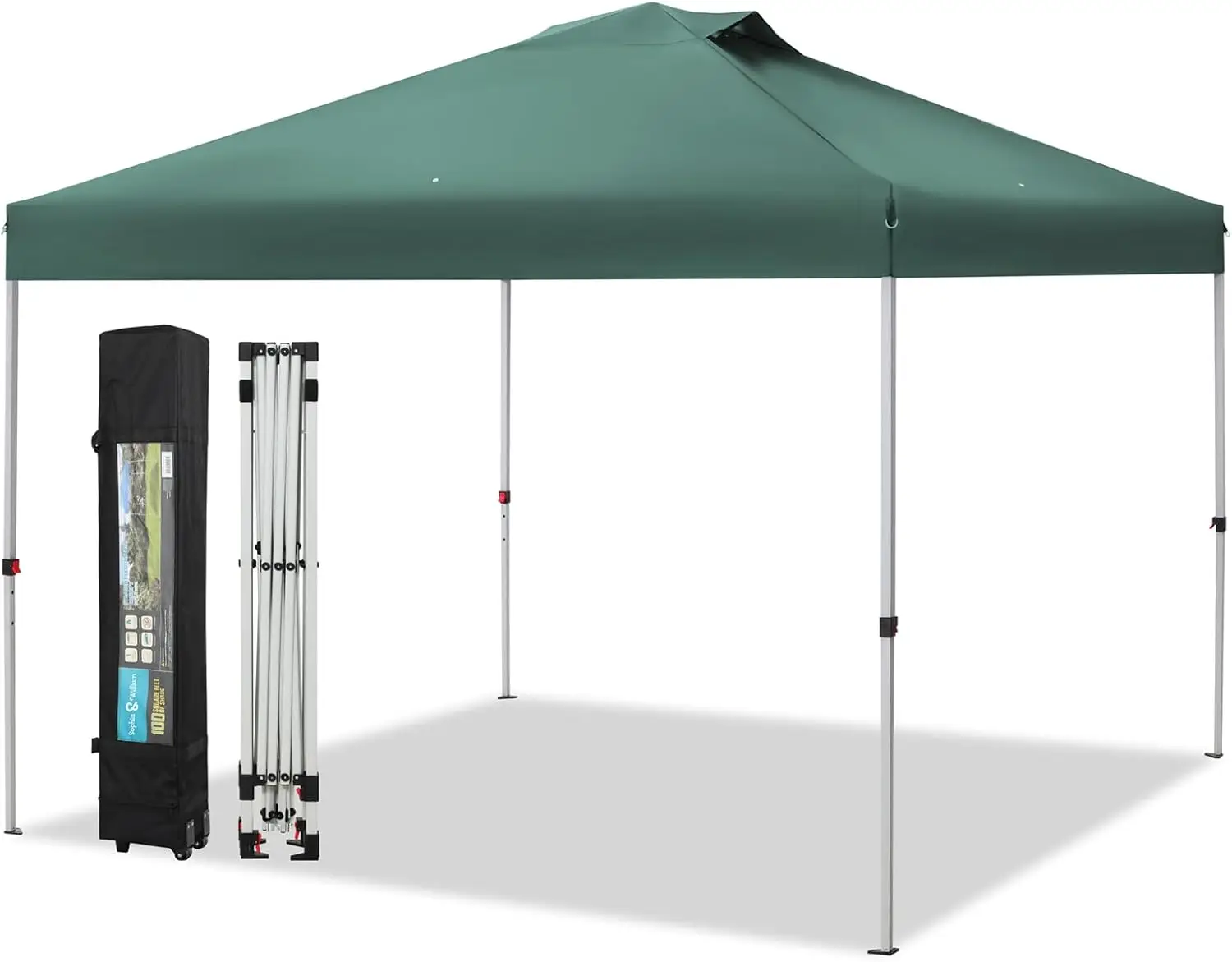 Canopy Tent Pop Up 10x10 ft, Outdoor Patio Portable Commercial Canopies Shelter Heavy Duty Straight Legs with Roller Bag