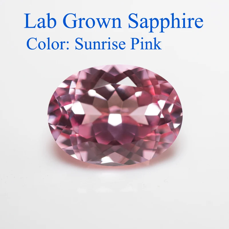 

Top Lab Grown Sapphire Oval Shape Sunrise Pink Color Charms Beads for Diy Advanced Jewelry Making Selectable AGL Certificate