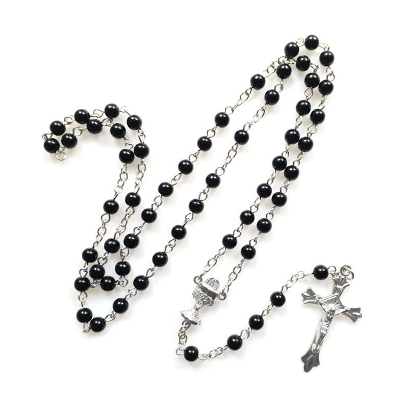 Religion for Cross Rosary Necklace Black Imitation Praying Meditation Gift Suppl Dropshipping