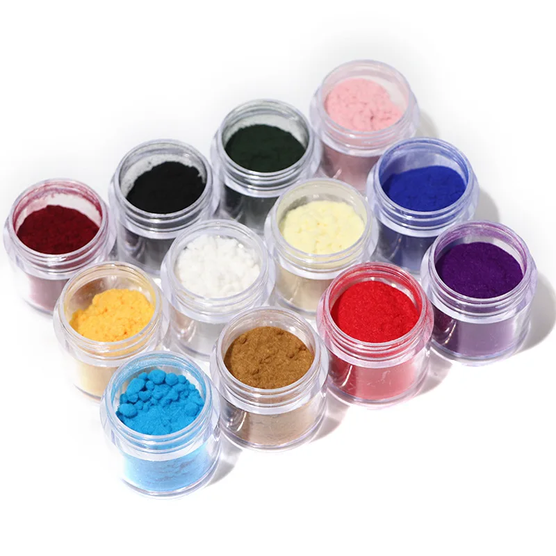 12 Farben Nail Art 10g abgefüllter Samts chmuck Samt pulver Glitzer pulver Pailletten Acryl Nagel pulver