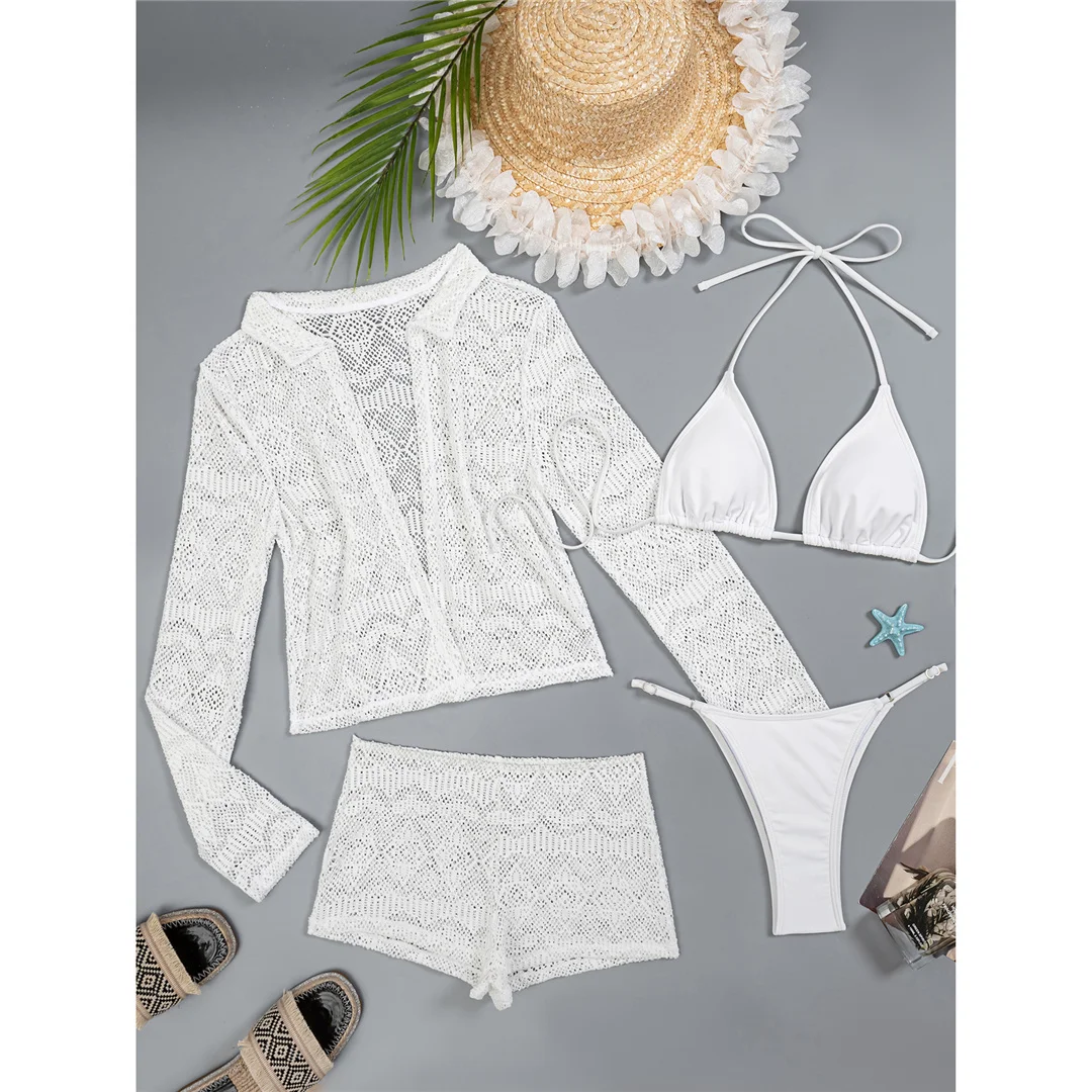 4-teiliges Set: Neuer Bikini mit langen Ärmeln, Shorts, Badeanzug für Damen, Badebekleidung, Badeanzug, Badebekleidung, Badeanzug V7896 – Detail 8