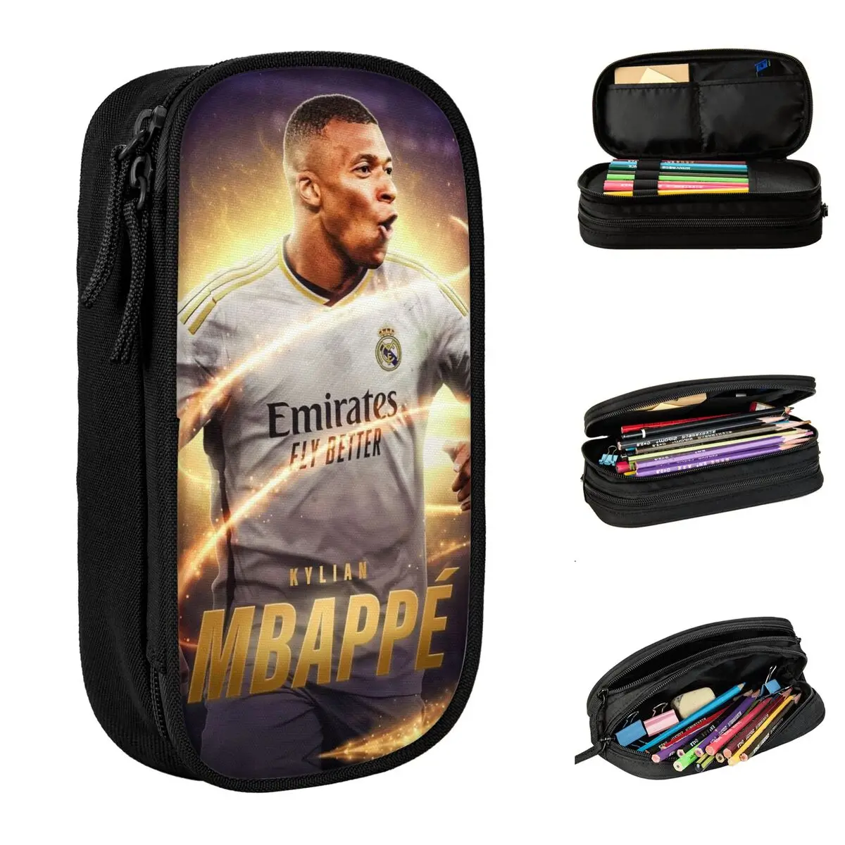 Mbappe KM-estuche de lápices para amantes del fútbol para niños, bolsas grandes para bolígrafos, suministros escolares, papelería cosmética, nuevo